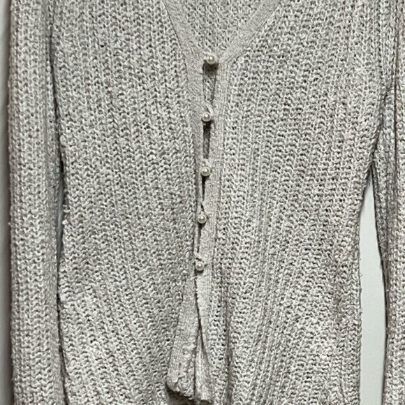 Something Navy Cozy Soft Chunky Knit Pearl Button Cardigan Sz L - Picture 6 of 6